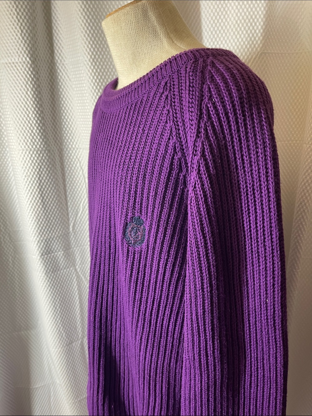Chaps Ralph Lauren NWT Vintage Purple Ribbed Crewneck Sweater size medium - Picture 3 of 8